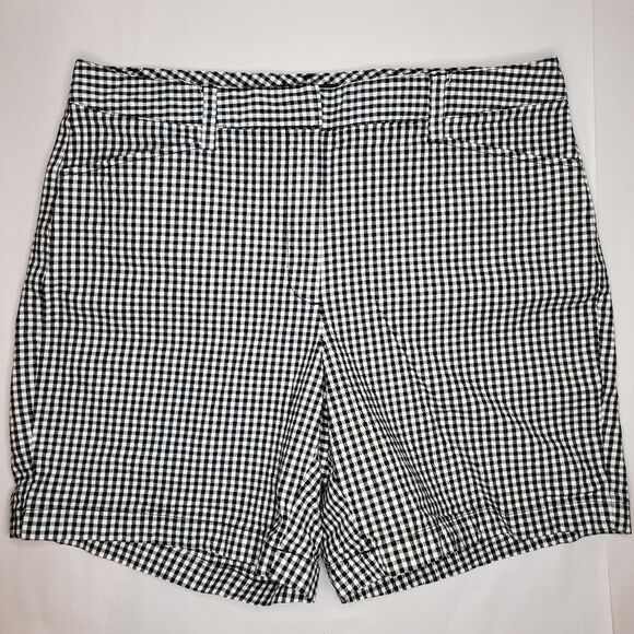 Lands End Classic Chino Gingham 7" Shorts Size 12